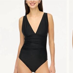 J Crew Ruched plunging one piece swimsuit M